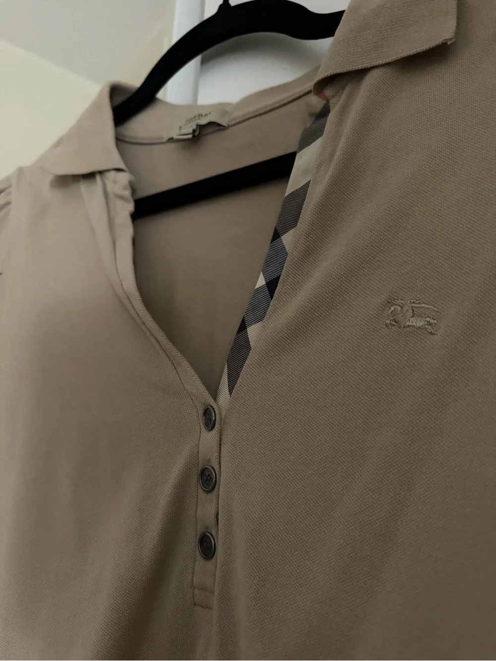 Burberry Cream Polo Top with Puff Sleeves